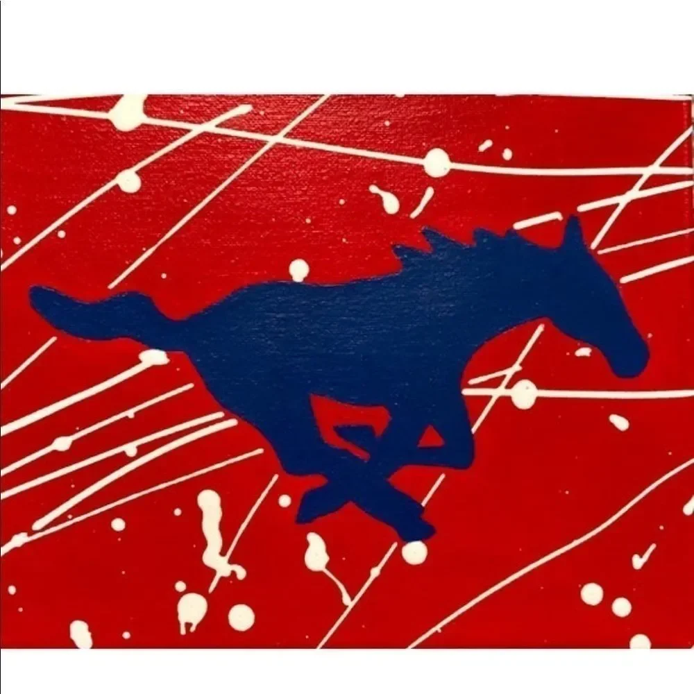 Hand painted SMU Mustang painting 8 x 10